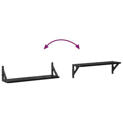 Wandplanken 2 pcs Zwart Eiken 60 x 15 x 15,5 cm Bewerkt hout