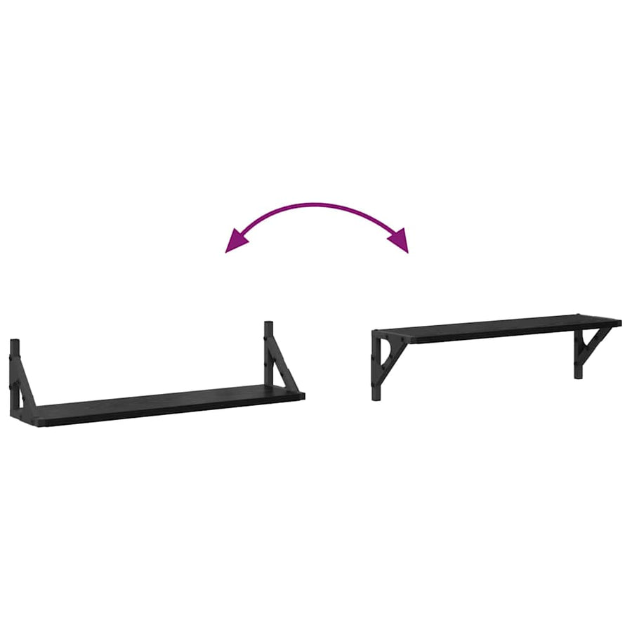 Wandplanken 2 pcs Zwart Eiken 60 x 15 x 15,5 cm Bewerkt hout