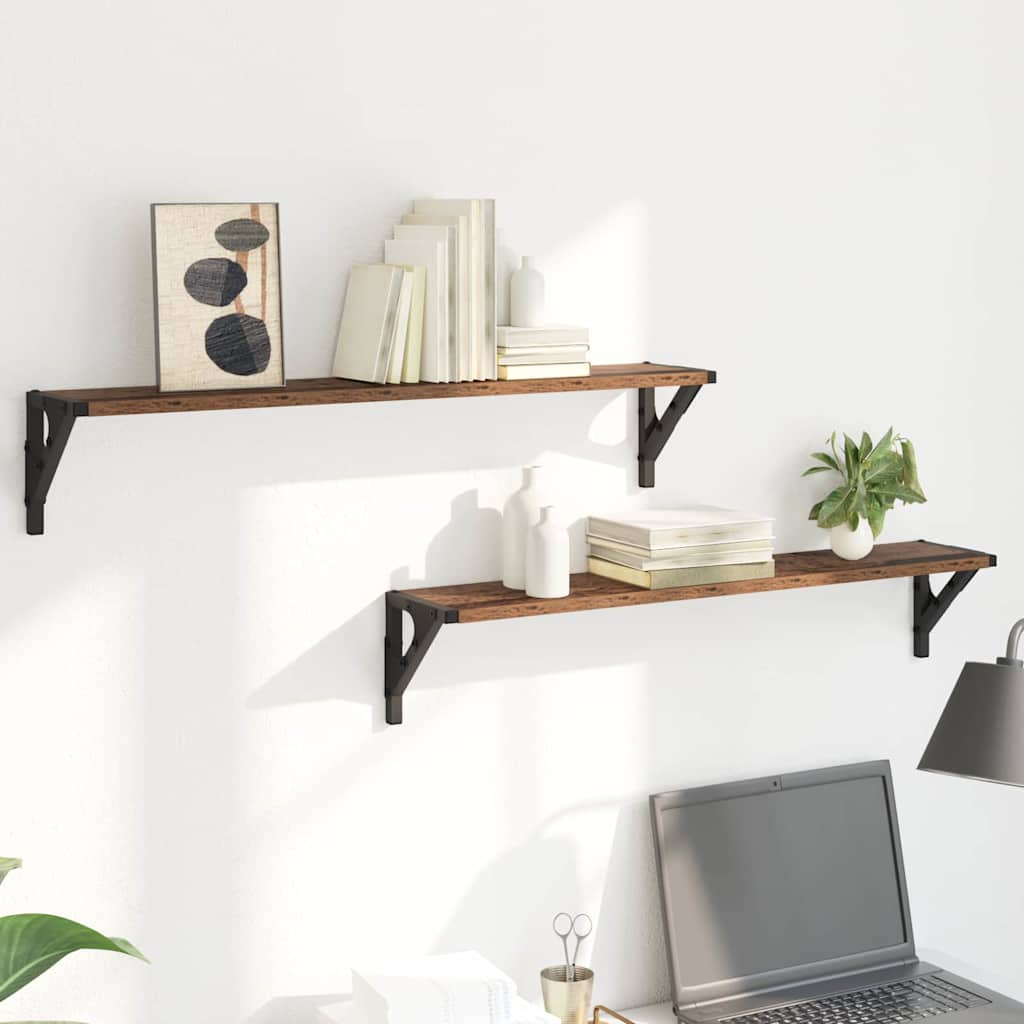 Wandplanken 2 pcs Oud Hout 80 x 15 x 15,5 cm Bewerkt hout