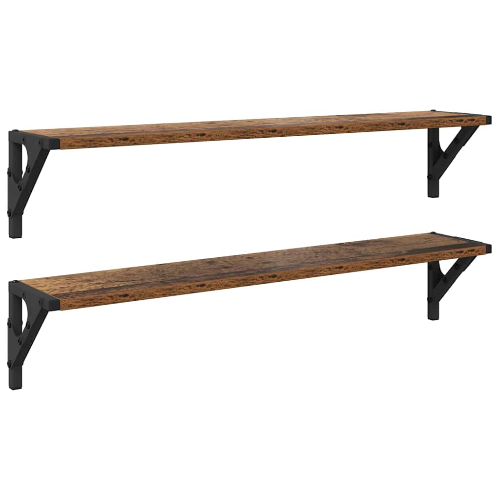 Wandplanken 2 pcs Oud Hout 80 x 15 x 15,5 cm Bewerkt hout