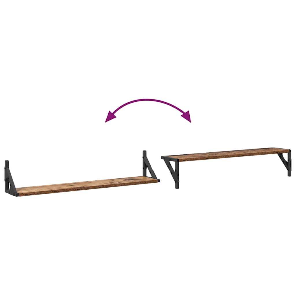 Wandplanken 2 pcs Oud Hout 80 x 15 x 15,5 cm Bewerkt hout