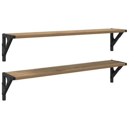Wandplanken 2 pcs Artisan Eiken 80 x 15 x 15,5 cm Bewerkt hout