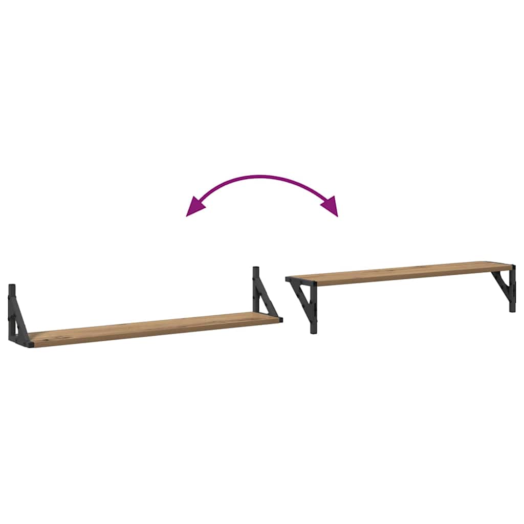 Wandplanken 2 pcs Artisan Eiken 80 x 15 x 15,5 cm Bewerkt hout