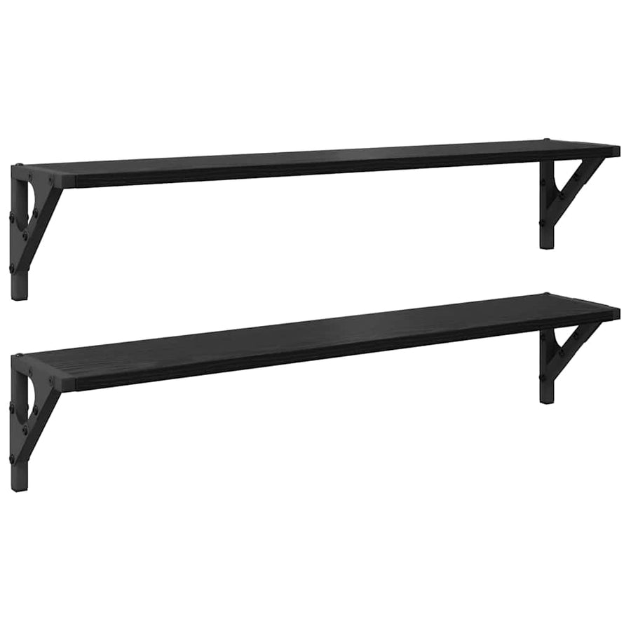 Wandplanken 2 pcs Zwart Eiken 80 x 15 x 15,5 cm Bewerkt hout