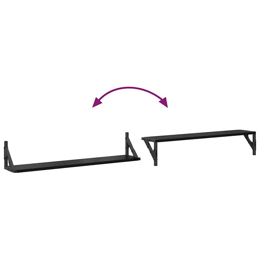 Wandplanken 2 pcs Zwart Eiken 80 x 15 x 15,5 cm Bewerkt hout