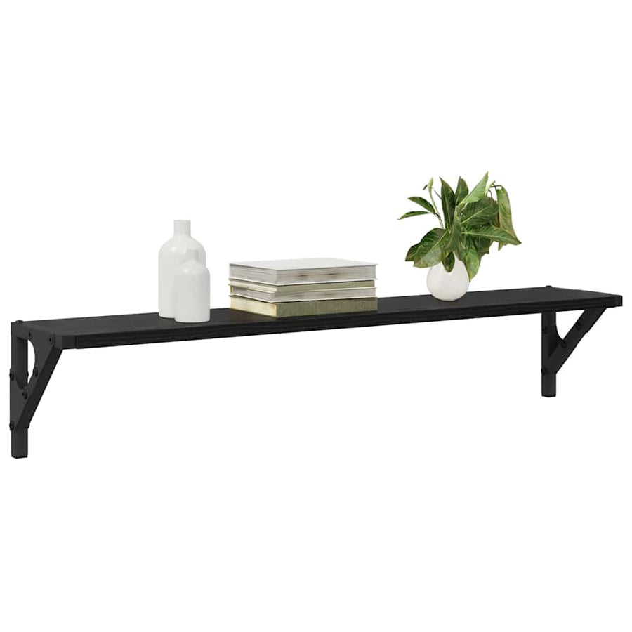 Wandplanken 2 pcs Zwart Eiken 80 x 15 x 15,5 cm Bewerkt hout