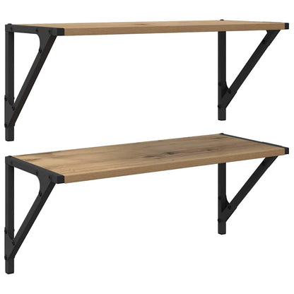 Wandplanken 2 pcs Artisan Eiken 60 x 25 x 25,5 cm Bewerkt hout