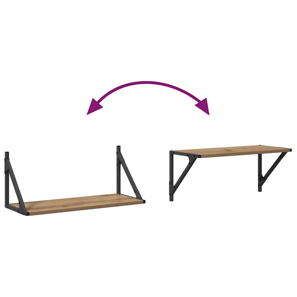 Wandplanken 2 pcs Artisan Eiken 60 x 25 x 25,5 cm Bewerkt hout