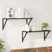 Wandplanken set van 2 zwart eiken 60x25x25,5 cm