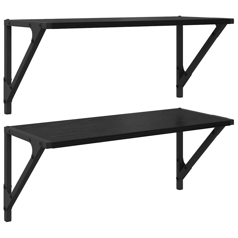 Wandplanken 2 pcs Zwart Eiken 60 x 25 x 25,5 cm Bewerkt hout