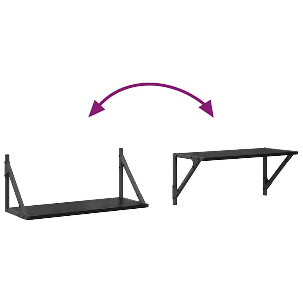Wandplanken 2 pcs Zwart Eiken 60 x 25 x 25,5 cm Bewerkt hout