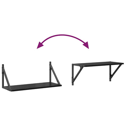 Wandplanken 2 pcs Zwart Eiken 60 x 25 x 25,5 cm Bewerkt hout