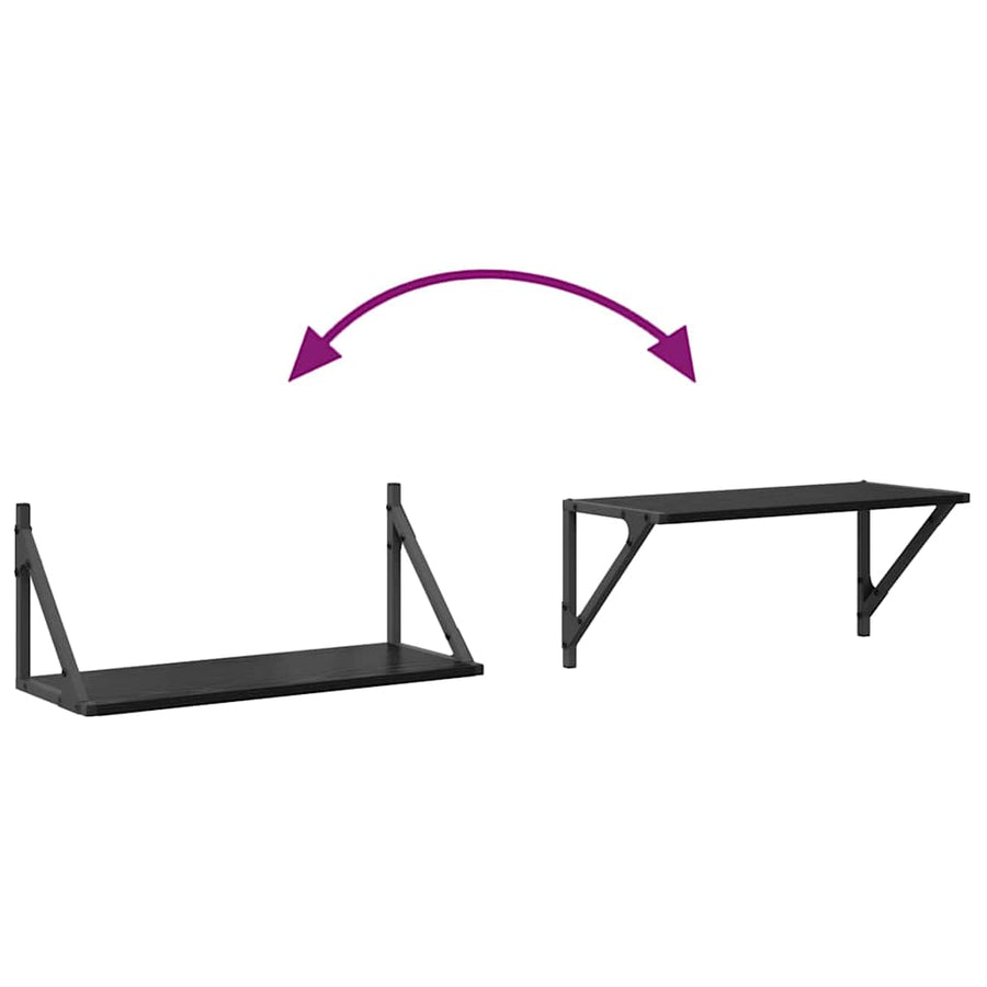 Wandplanken 2 pcs Zwart Eiken 60 x 25 x 25,5 cm Bewerkt hout