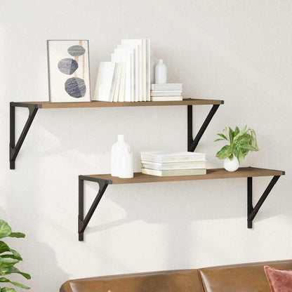 Wandplanken 2 pcs Artisan Eiken 80 x 25 x 25,5 cm Bewerkt hout