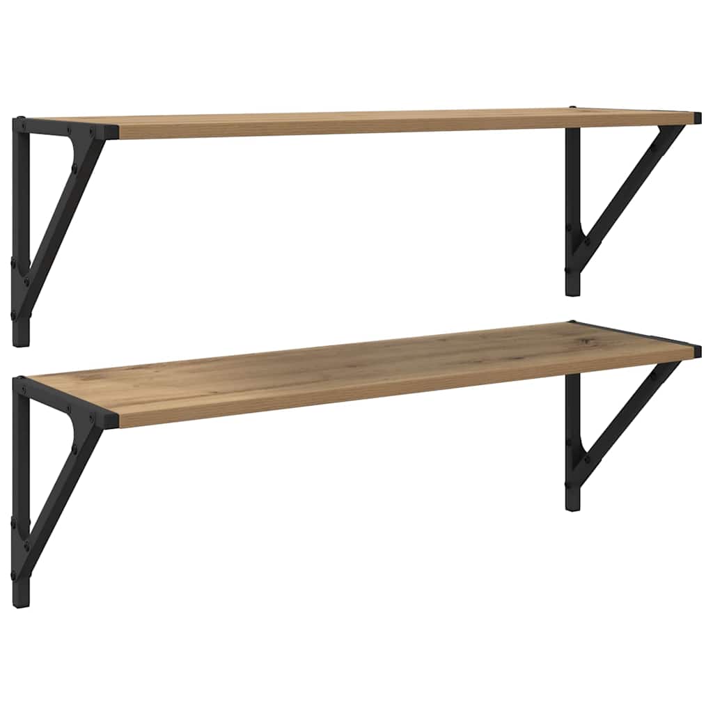 Wandplanken 2 pcs Artisan Eiken 80 x 25 x 25,5 cm Bewerkt hout