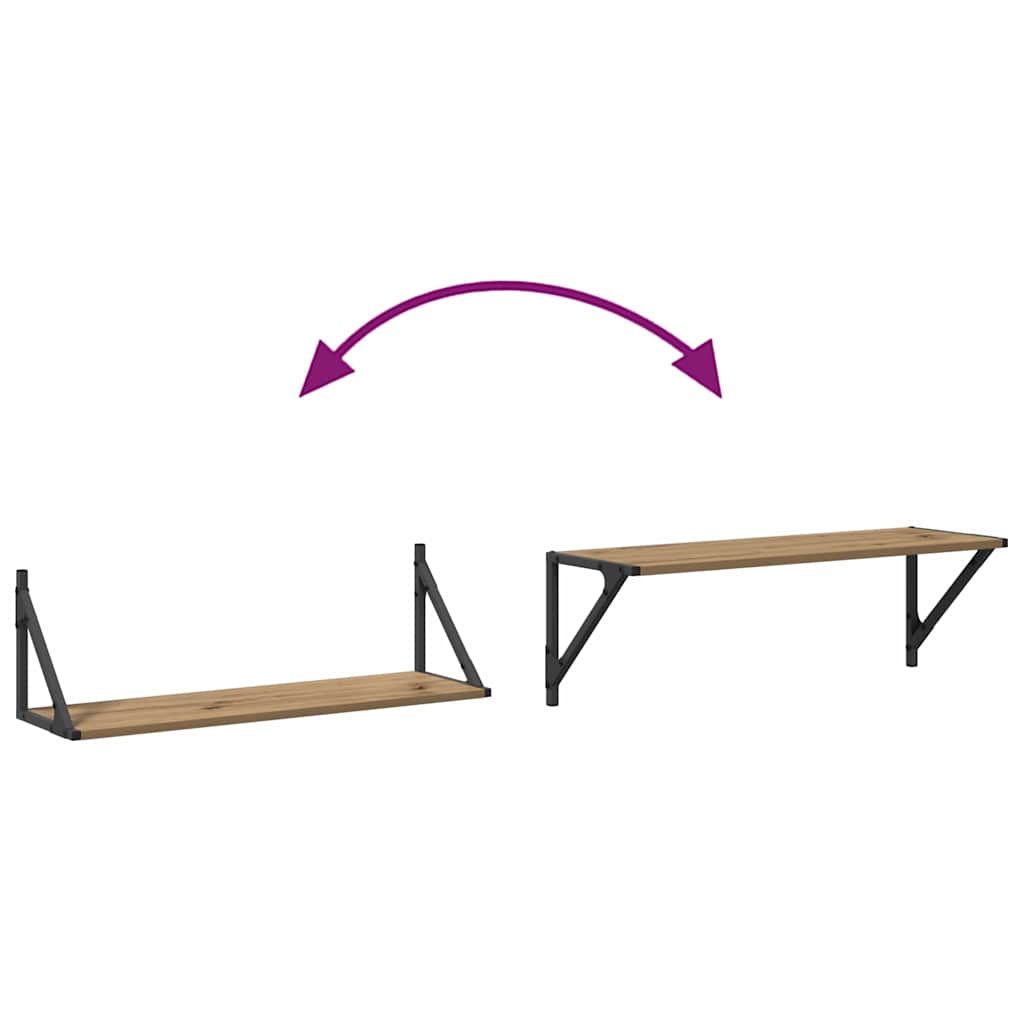 Wandplanken 2 pcs Artisan Eiken 80 x 25 x 25,5 cm Bewerkt hout