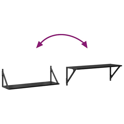 Wandplanken 2 pcs Zwart Eiken 80 x 25 x 25,5 cm Bewerkt hout