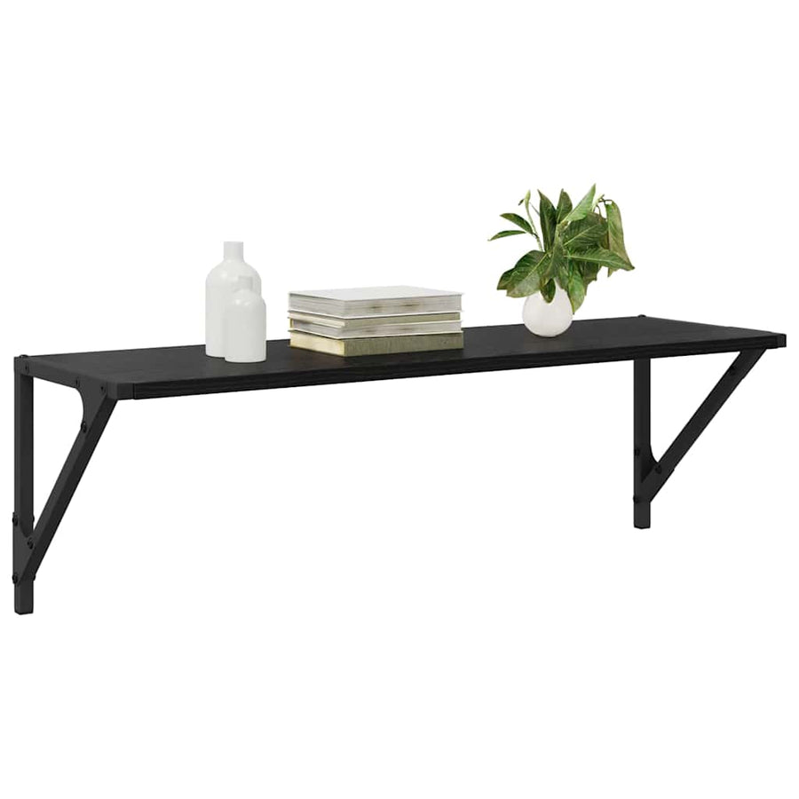 Wandplanken 2 pcs Zwart Eiken 80 x 25 x 25,5 cm Bewerkt hout