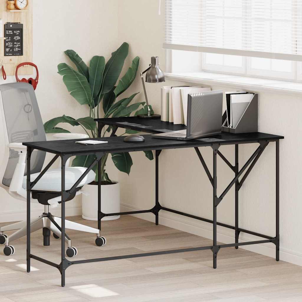 Bureau Zwart Eiken 149 x 149 x 75 cm Bewerkt hout