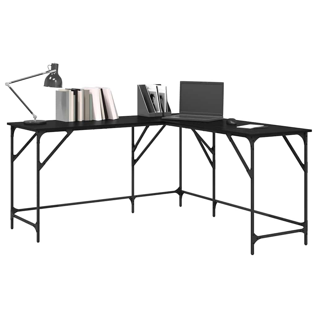 Bureau Zwart Eiken 149 x 149 x 75 cm Bewerkt hout