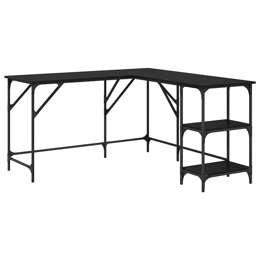 Bureau Zwart Eiken 139 x 139 x 75 cm Bewerkt hout
