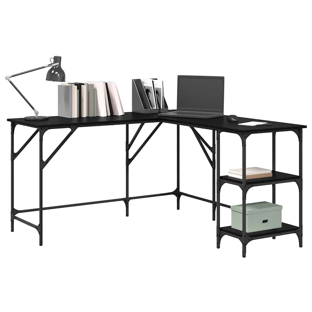 Bureau Zwart Eiken 139 x 139 x 75 cm Bewerkt hout