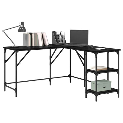 Bureau Zwart Eiken 139 x 139 x 75 cm Bewerkt hout