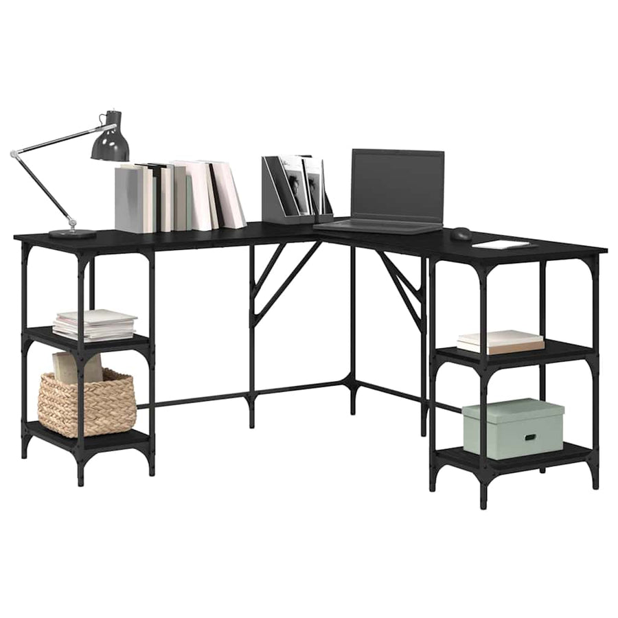 Bureau Zwart Eiken 139 x 139 x 75 cm Bewerkt hout