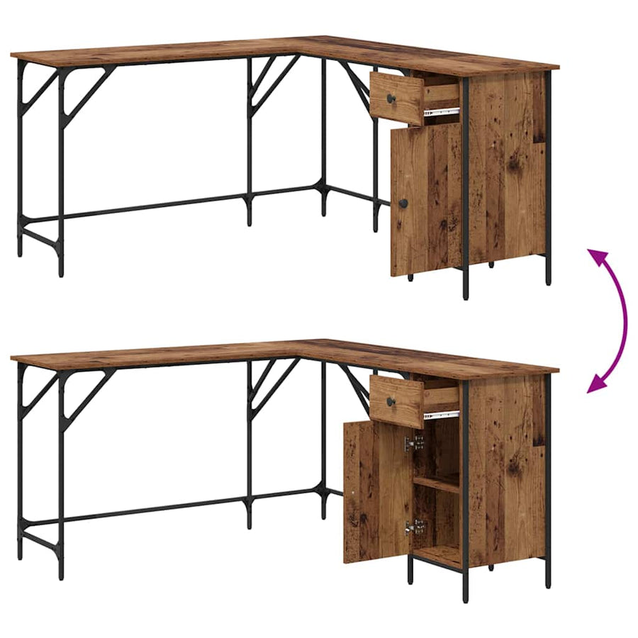 Bureau Oud Hout 141 x 141 x 75 cm Bewerkt hout