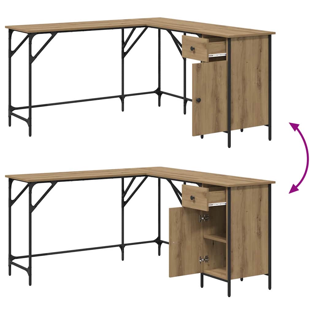 Bureau Artisan Eiken 141 x 141 x 75 cm Bewerkt hout