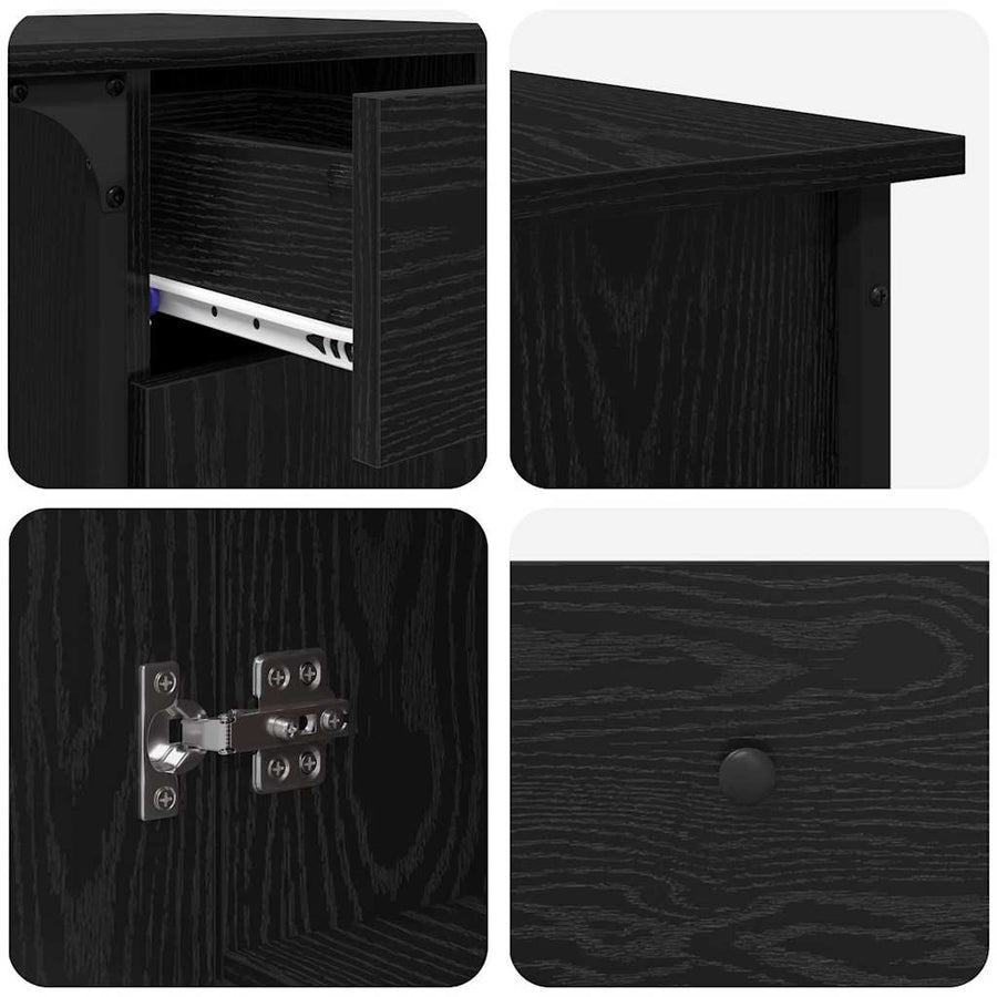 Bureau Zwart Eiken 141 x 141 x 75 cm Bewerkt hout