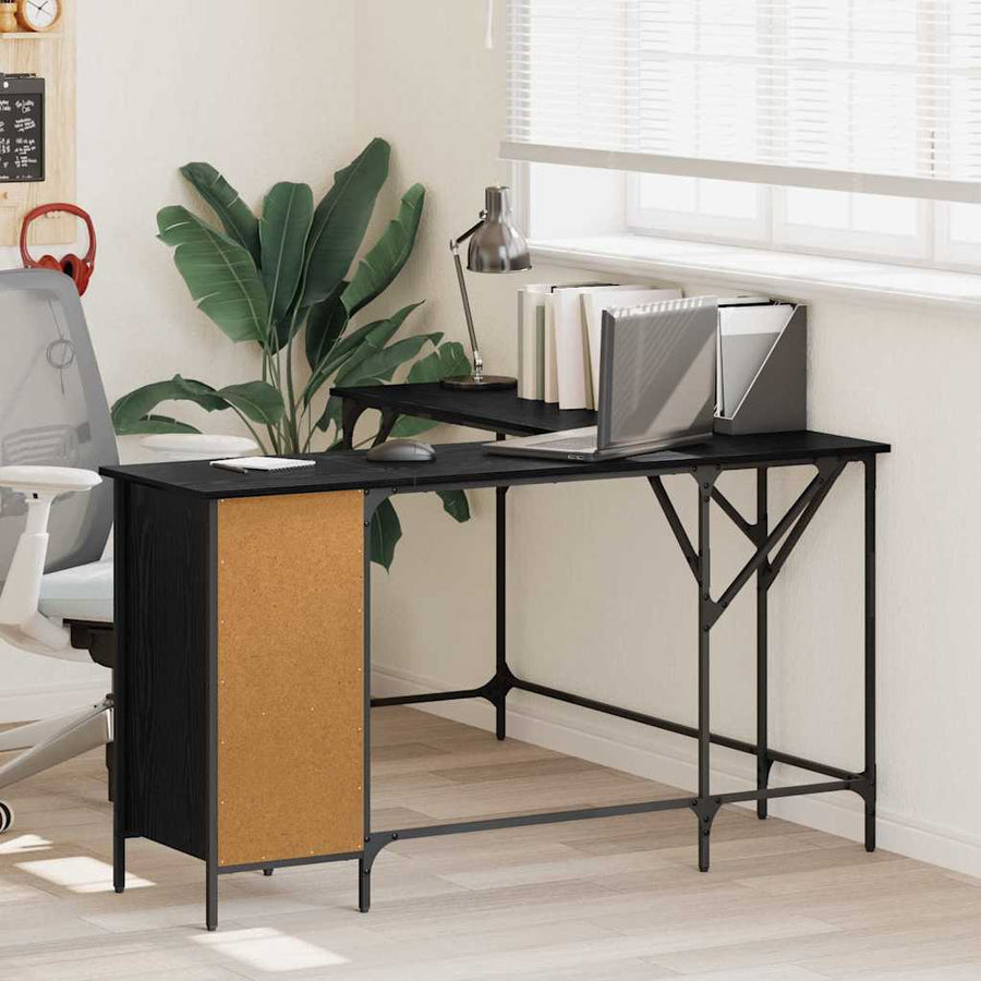 Bureau Zwart Eiken 141 x 141 x 75 cm Bewerkt hout