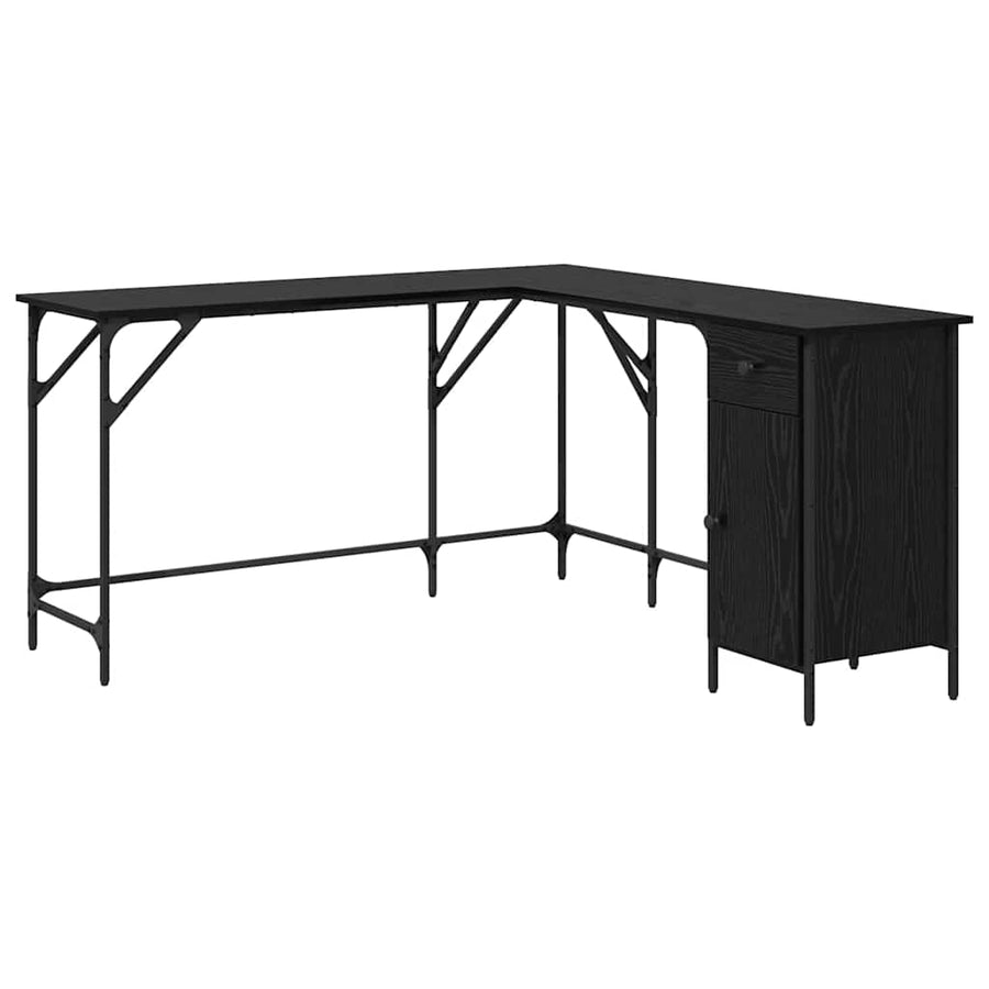 Bureau Zwart Eiken 141 x 141 x 75 cm Bewerkt hout