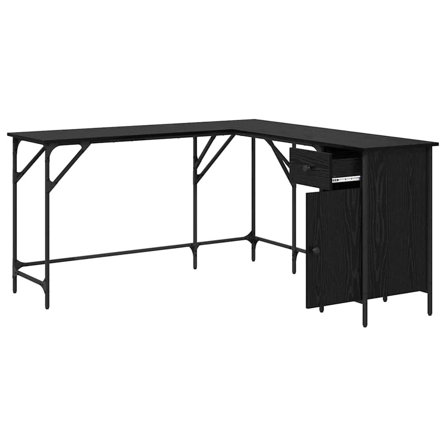 Bureau Zwart Eiken 141 x 141 x 75 cm Bewerkt hout