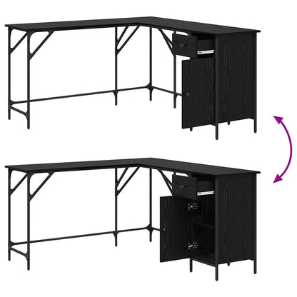 Bureau Zwart Eiken 141 x 141 x 75 cm Bewerkt hout