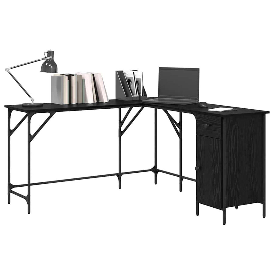 Bureau Zwart Eiken 141 x 141 x 75 cm Bewerkt hout