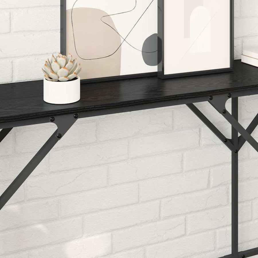 Wandtafel Zwart Eiken 180 x 30 x 75 cm Bewerkt hout