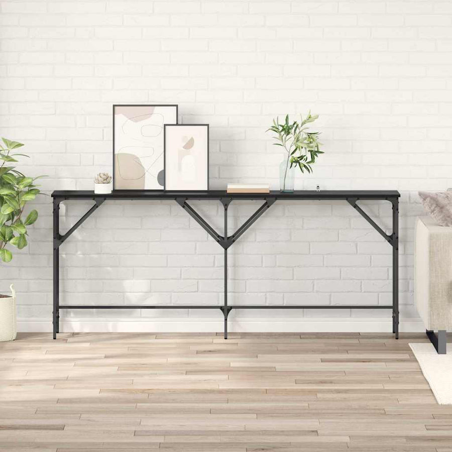 Wandtafel Zwart Eiken 180 x 30 x 75 cm Bewerkt hout
