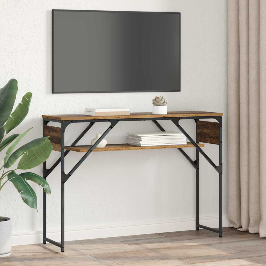 Consoletafel Oud Hout 105x30x75cm Bewerkt hout