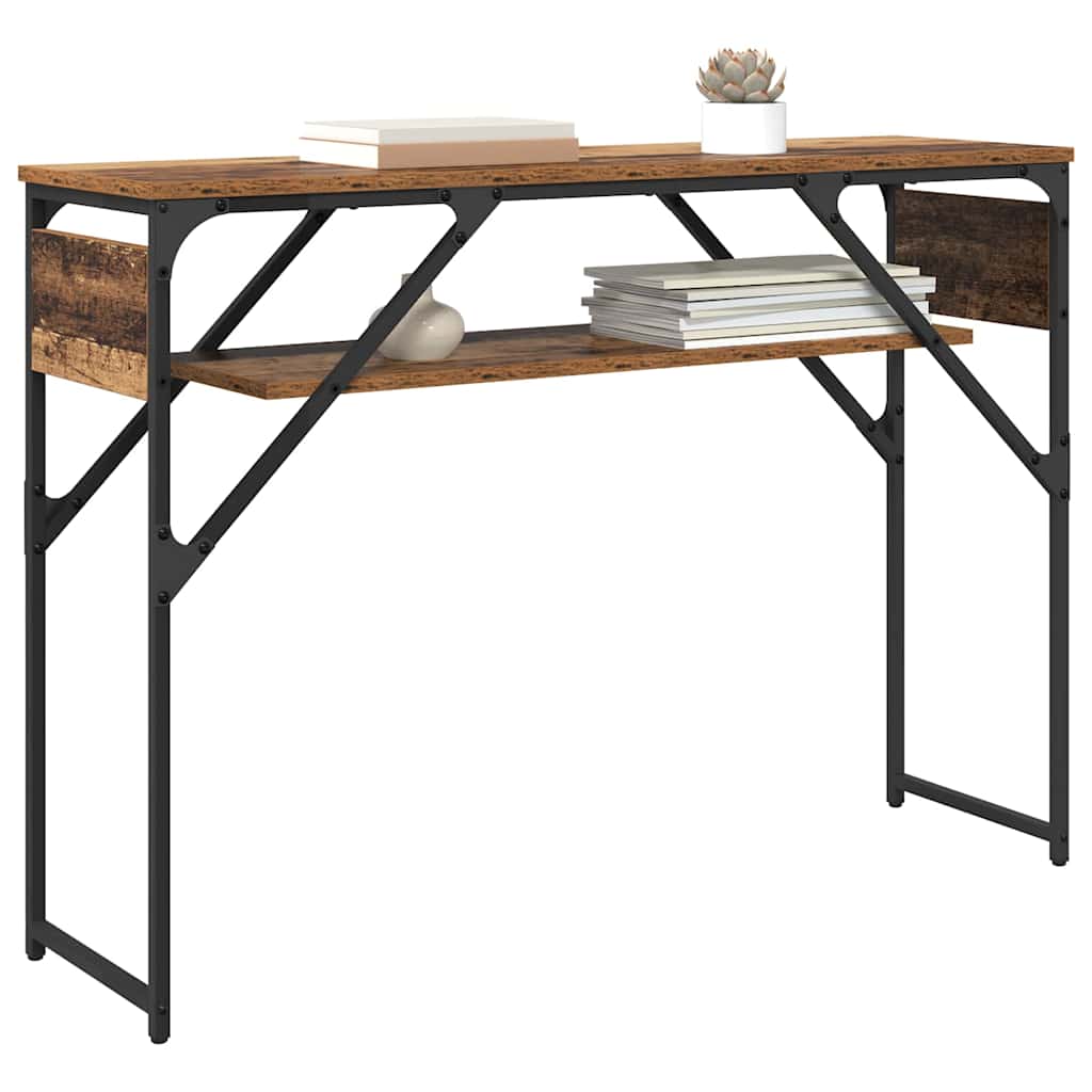 Consoletafel Oud Hout 105x30x75cm Bewerkt hout