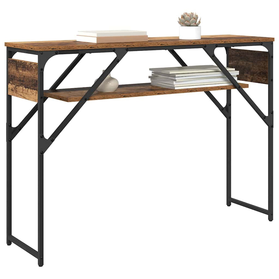 Consoletafel Oud Hout 105x30x75cm Bewerkt hout