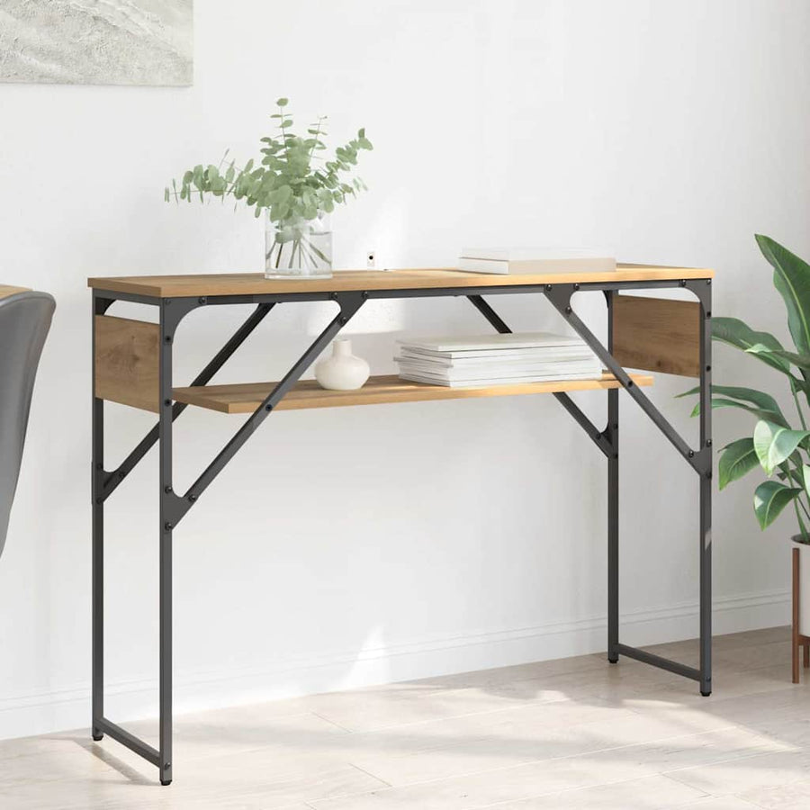 Consoletafel Artisan Eiken 105x30x75cm Bewerkt hout