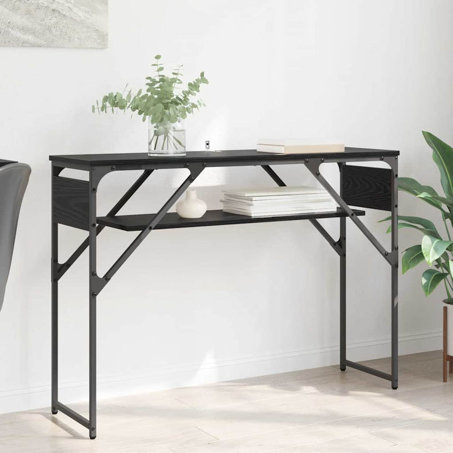Consoletafel Zwart Eiken 105x30x75cm Bewerkt hout