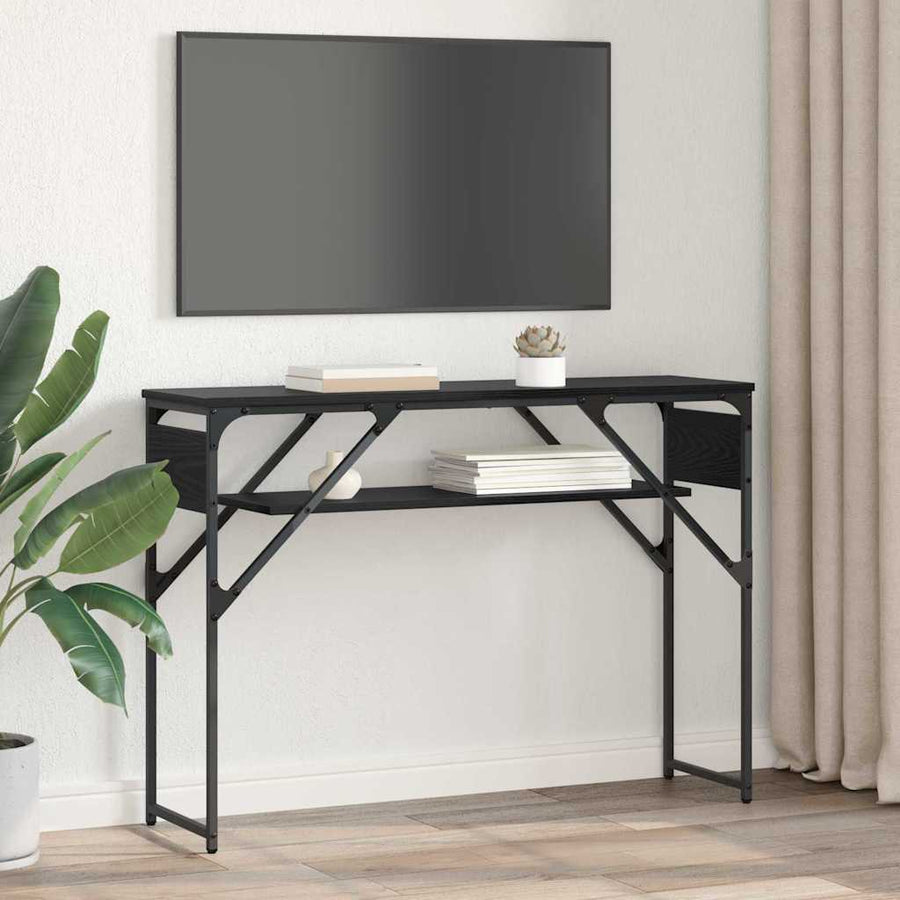Consoletafel Zwart Eiken 105x30x75cm Bewerkt hout