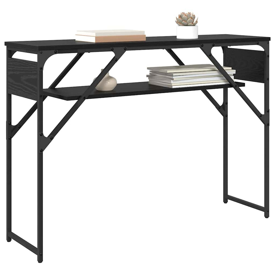 Consoletafel Zwart Eiken 105x30x75cm Bewerkt hout