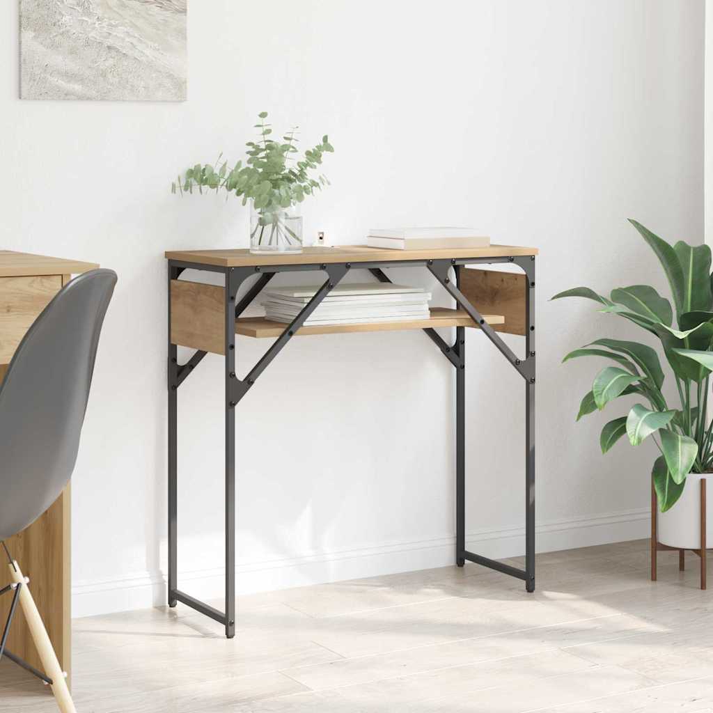 Consoletafel Artisan Eiken 75x30x75cm Bewerkt hout