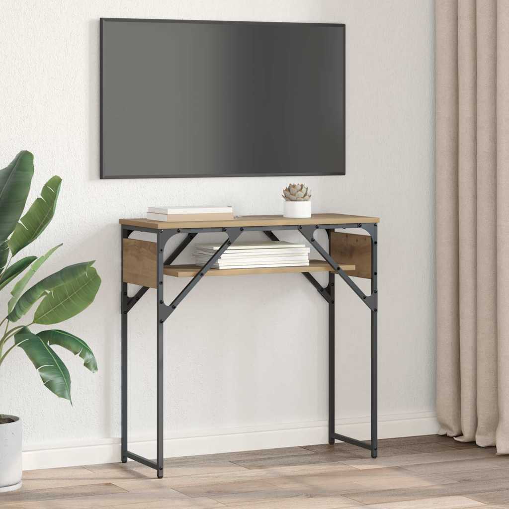 Consoletafel Artisan Eiken 75x30x75cm Bewerkt hout