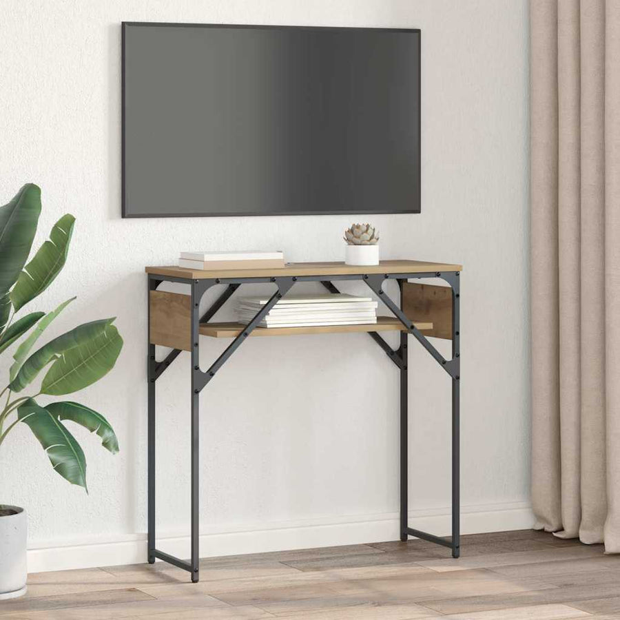 Consoletafel Artisan Eiken 75x30x75cm Bewerkt hout