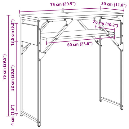 Consoletafel Artisan Eiken 75x30x75cm Bewerkt hout