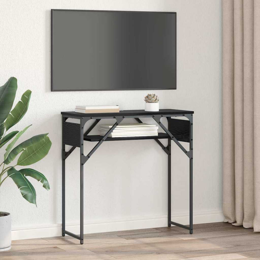 Consoletafel Zwart Eiken 75x30x75cm Bewerkt hout